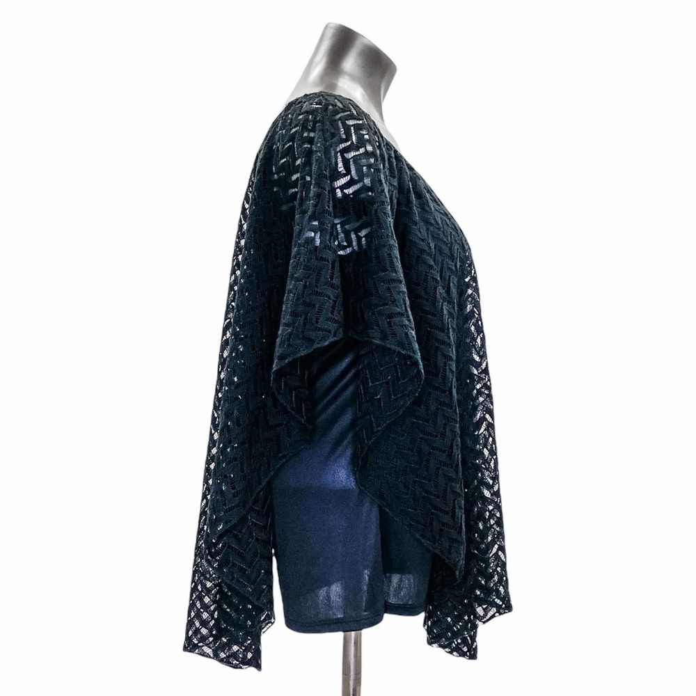 BRITTANY Black Crochet Cape Overlay Knit Blouse - Picture 4 of 10